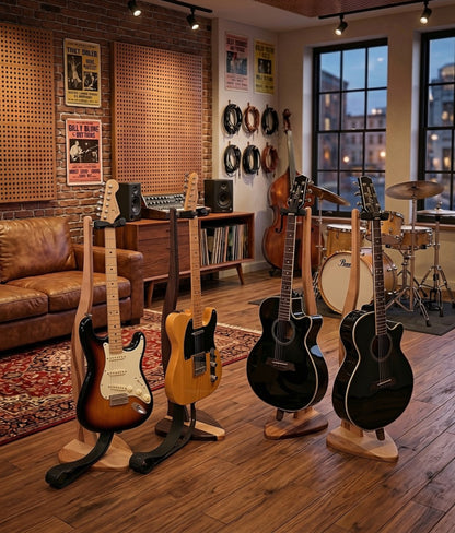 Élégant et sécuritaire : Le Support à Guitare Haut de Gamme en Bois Massif